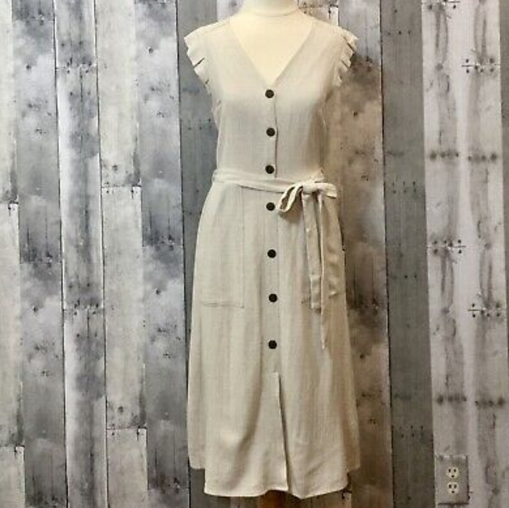 Monteau Midi Length Linen Blend Dress